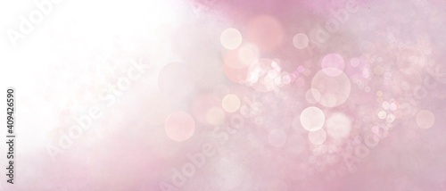 Banner rosa pastello con luce magica e bokeh bianco
