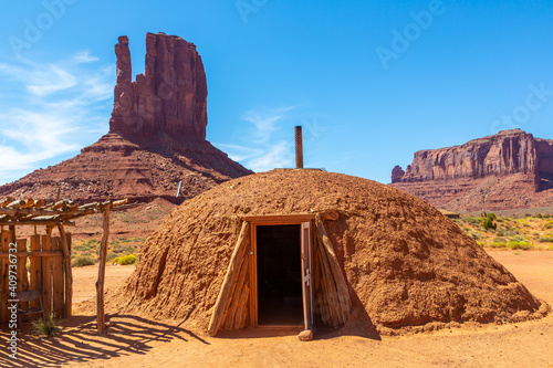 Native american hogans at Monument Valley