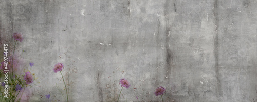 vintage cement textured floral pattern background with beige veins