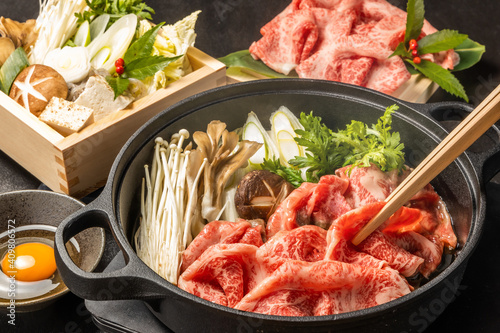 和牛ですき焼き Sukiyaki of high-quality Japane beef