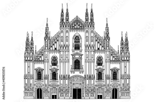 Duomo cathedral in Milan. Vector sketch.