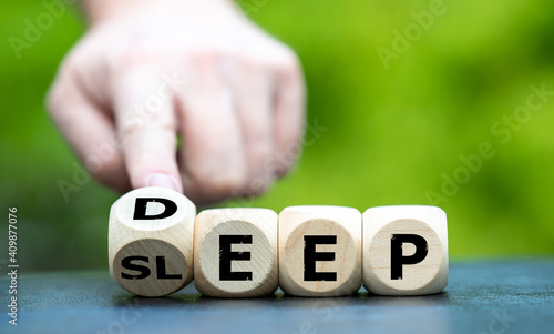 Cubes form the expression "sleep deep".