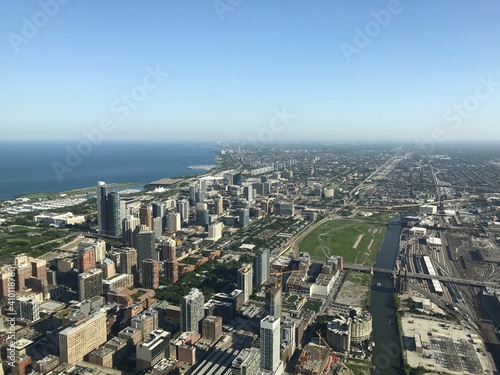 Aerial view of Chicago City.