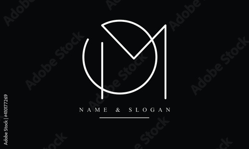 OM, MO, O, M abstract letters logo monogram