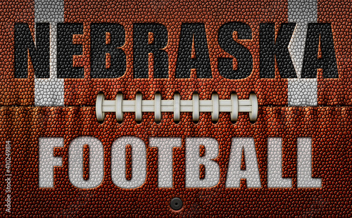 Nebraska Football Text on a Flattened Football