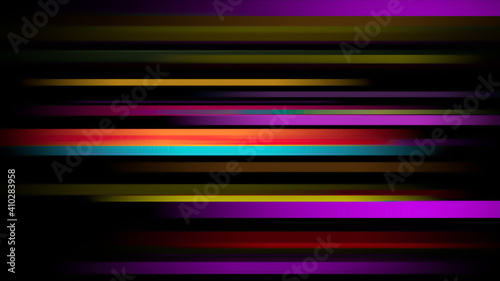 Colorful blurred light stripes in motion over on abstract background. Rainbow rays. Led Light. Future tech. Shine dynamic scene. Neon flare. Magic moving fast lines. Glowing wallpaper.