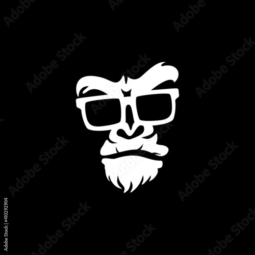 geek gorilla head vector logo illustration