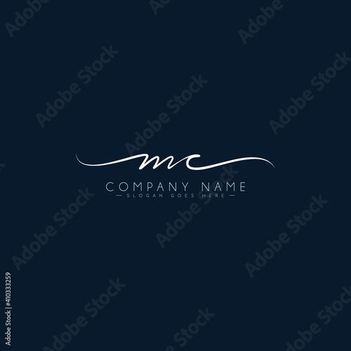 Initial Letter MC Logo - Handwritten Signature Logo