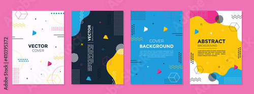 Set of abstract geometric memphis templates. Universal cover Designs for Annual Report, Brochures, Flyers, Presentations, Leaflet, Magazine. 