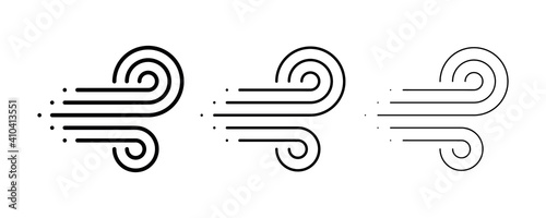 Wind set icon of different thickness. Wind icon vector. Wind cloudy logo illustration. Modern simple line art design on white background.