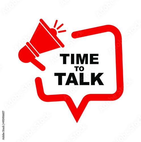 time to talk text on white background