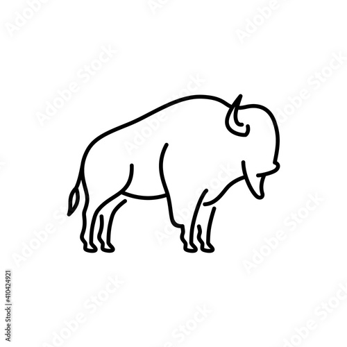 Bison vector icon. Buffalo illustration. Wild animal sign.