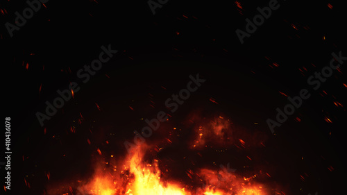 wide fire with sparks background
