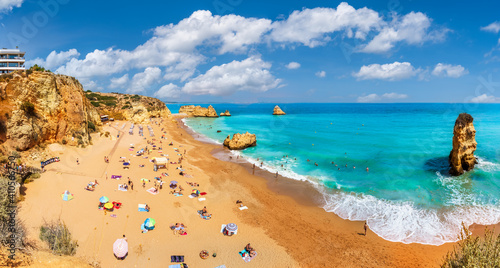 Landscape with Dona Ana beach at Algarve coast in Portugal