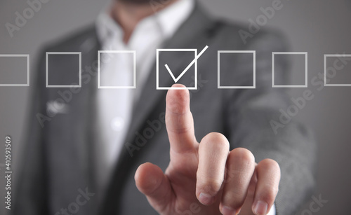 Man with checkbox. Your Choice. Business concept