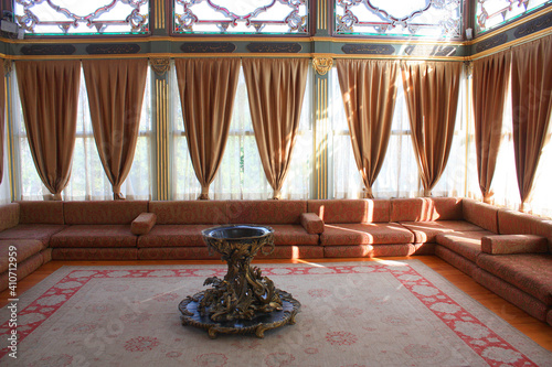 Interior of the hall of Topkapi Palace in Istanbul, Turkey