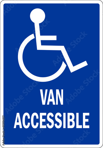van accessible handicap parking sign. Traffic signs and symbols.
