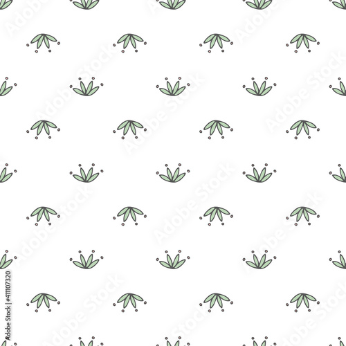 Seamless pattern with abstract doodle flower on white background. Vector repetition cute background