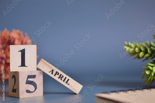 April 15, Cover in the evening time, Date Design with number cube for a background.