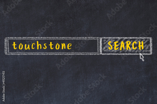 Chalk sketch of browser window with search form and inscription touchstone