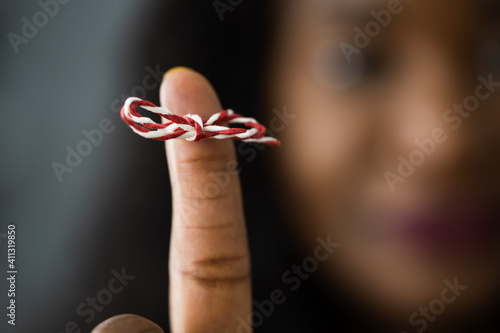 African American Woman With Memory Ribbon. Don't forget