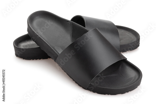 black slippers path isolated on white