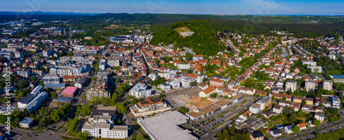 Aerial view around the city Homburg in Germany on a sunny spring day