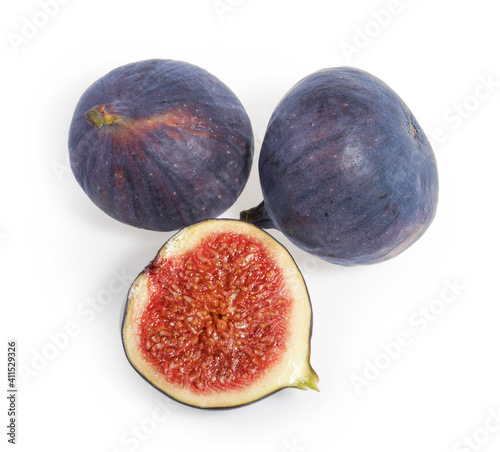 Fig fruit isolated white background top view