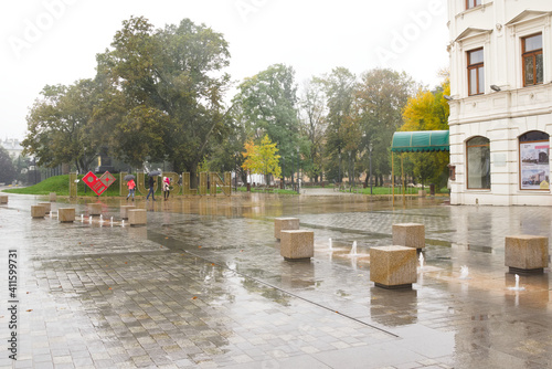 Lublin lubelskie Poland 10112020 City in the rain Lublin Litewski Square.