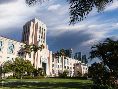 The historic San Diego City and County Administration Building in Southern California. 