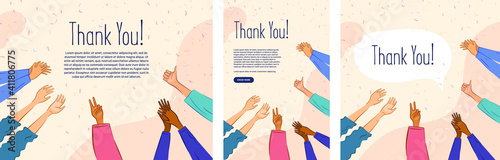 Thank you poster. Hands clapping on pastel background. Motivational gratitude for people. Can be used in print posters, websites, and social media creatives.