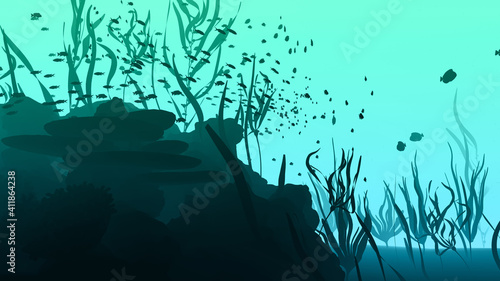 Coral Reef Silhouette Illustration