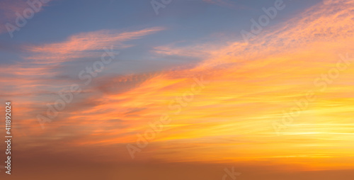 Ave real sunrise sundown sky background with gentle colorful clouds
