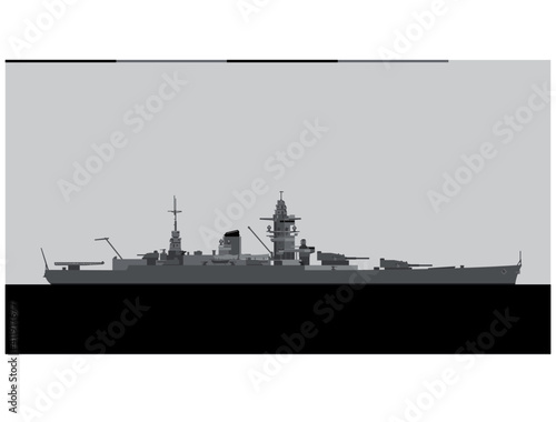 DUNKERQUE 1937. French Navy battlecruiser. Vector image for illustrations and infographics.