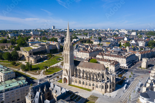 France, Calvados department, Caen, aerial view of Church of Saint Pierre