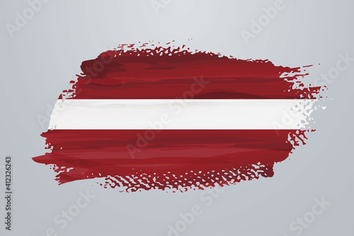 Latvia brush paint flag