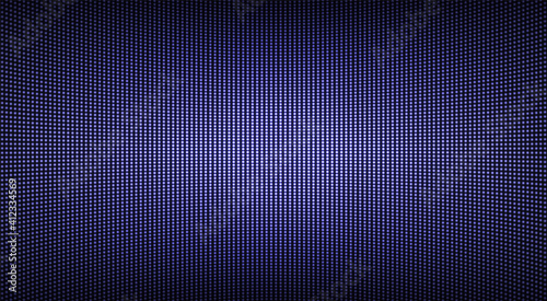 Led screen texture. Lcd monitor with dots. Pixel digital display. Electronic diode effect. Projector grid template. Horizontal television background. Purple videowall with bulbs. Vector illustration.