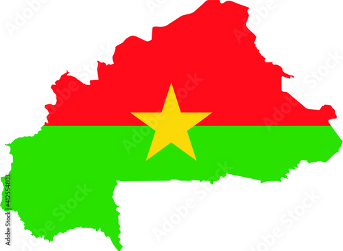 Flag of Burkina Faso cropped inside its map