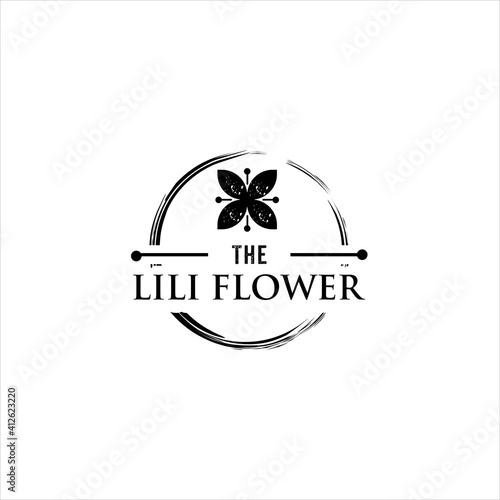 Lili Flower Logo.with Vintage Concept Vector Design