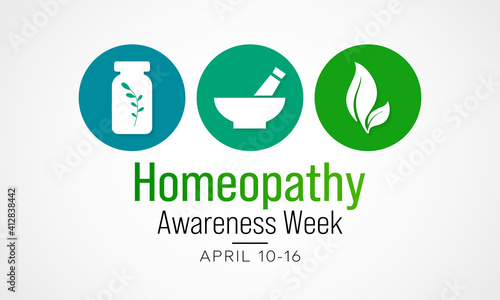 World Homeopathy Awareness Week is celebrated annually from April 10th to April 16th. the week is a celebration of both homeopaths and those who have been healed with homeopathy. Vector illustration.