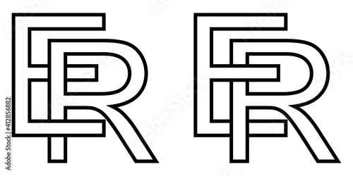 Logo sign er re icon sign interlaced letters R, E vector logo er, re first capital letters pattern alphabet e, r