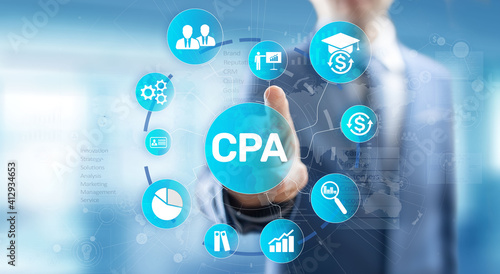 CPA Certified Public Accountant Audit Business concept on virtual screen.