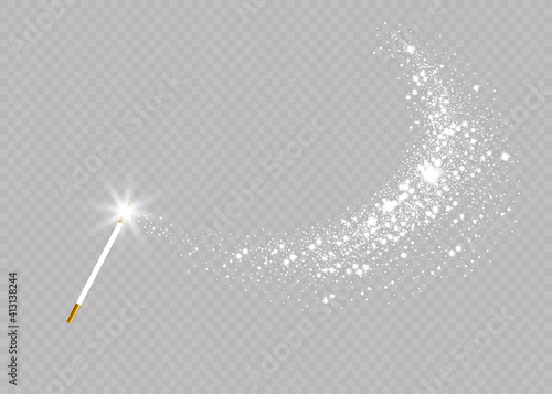 Magic wand with a stars on transparent background.