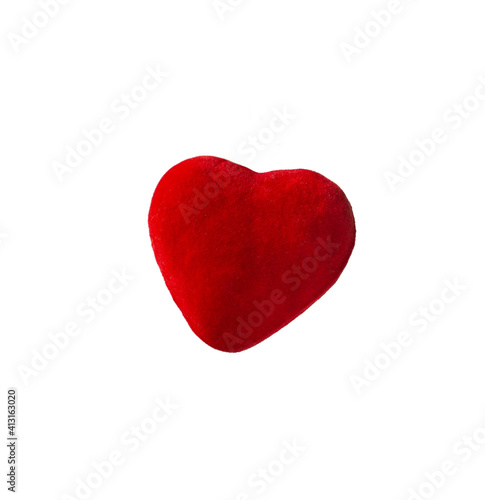 red velvet heart on white background, relationship, dating and party concept. isolated on white.