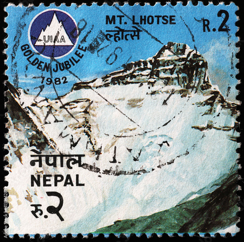 Mount Lhotse on nepalese postage stamp
