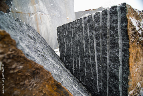 granite blocks extracted from a quarry