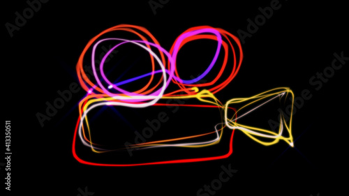 Cinema Camera Neon Symbols illustration render
