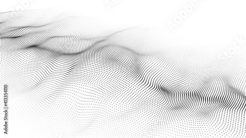 Vector abstract white futuristic background. Wave 3d. Big data. Futuristic vector illustration.