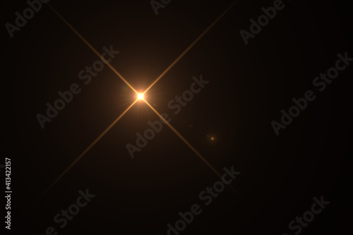 Beautiful optical lens flare effect Golden sun light