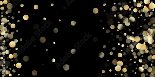 Gold Confetti Shower on Black. Premium New Year